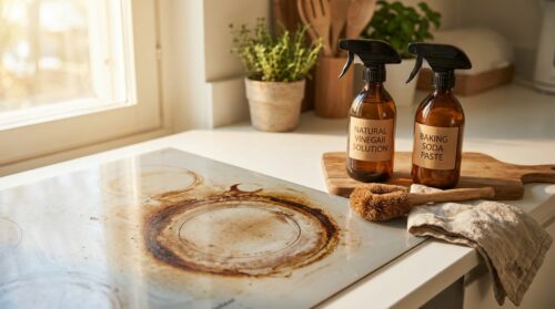 scopri come salvare la tua piastra in vetroceramica bruciata con due prodotti naturali della cucina, senza usare candeggina né raschietto.