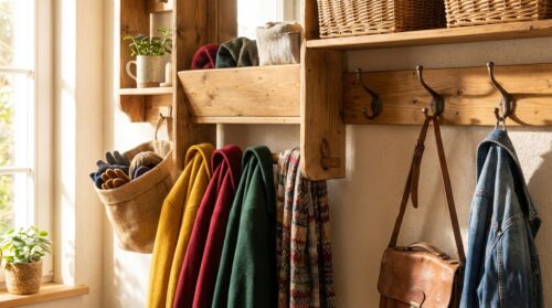 scoprite come trasformare l'ingresso affollato di cappotti in un angolo di stoccaggio sorprendente con una semplice soluzione trovata in un mercatino.
